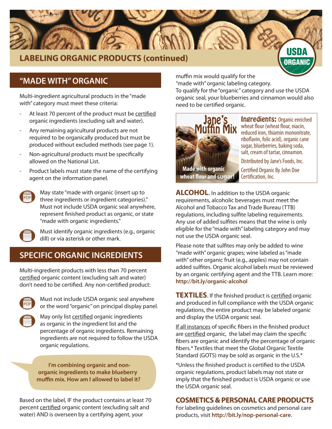 Bee Organic USDA Certified Organic Fact Sheet